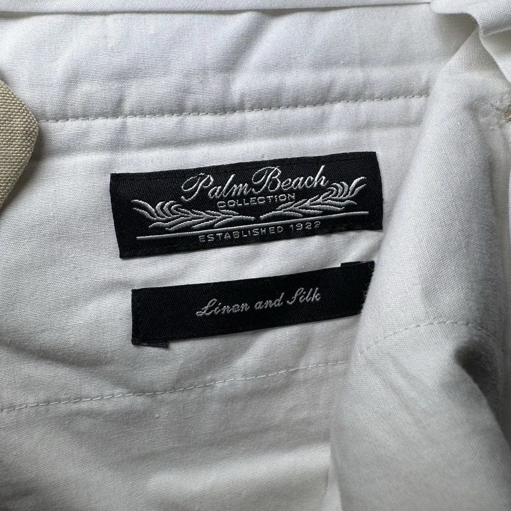 Palm Beach Collections Silk & Linen Trouser Pants Beige Pleated Men 34x29 NWT